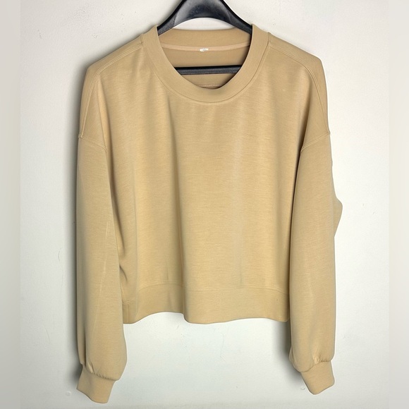 Lululemon Softstreme Perfectly Oversized Cropped Crew Sweatshirt Womens 8 Biege - Picture 3 of 7
